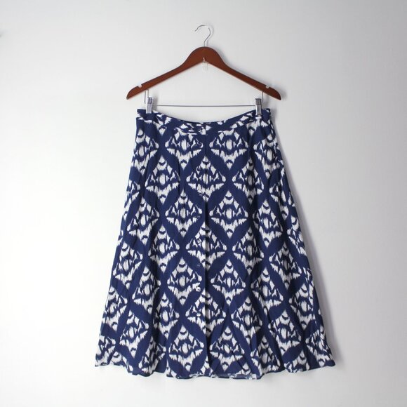 Talbots petite 12P Button-Front A-line skirt I-kat blue white - Picture 1 of 10